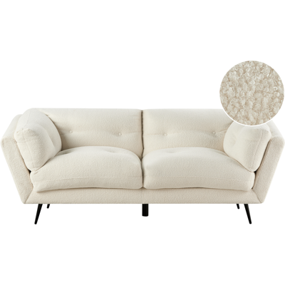 Sofá Retro Bouclé Blanco 3 Plazas Beliani Lenvik Sofá Retro Bouclé Blanco 3 Plazas Beliani Lenvik