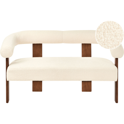 Beliani - Sofá 2 Plazas Retro Salón Tapizado De Bouclé Patas De Madera Blanco Crema Y Marrón Oscuro Ilbro Beliani - Sofá 2 Plazas Retro Salón Tapizado De Bouclé Patas De Madera Blanco Crema Y Marrón Oscuro Ilbro