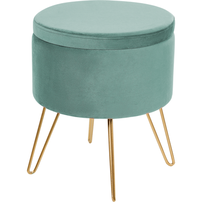 BELIANI Puf De Terciopelo Verde Menta 37 Cm Reposapiés Otomana Almacenaje Silas BELIANI Puf De Terciopelo Verde Menta 37 Cm Reposapiés Otomana Almacenaje Silas