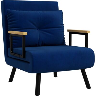 JHY DESIGN Sofá Cama 3 En 1 Con Respaldo Reclinable Y Cojín, En Tejido Efecto Terciopelo, 63 X 73 X 81 Cm, Azul. JHY DESIGN Sofá Cama 3 En 1 Con Respaldo Reclinable Y Cojín, En Tejido Efecto Terciopelo, 63 X 73 X 81 Cm, Azul.