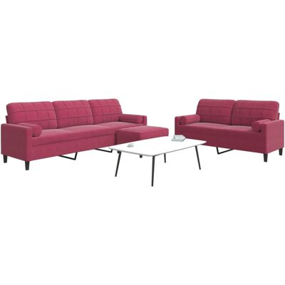 vidaXL Juego de Sofás de Terciopelo de 3 Piezas - Rojo vidaXL Juego de Sofás de Terciopelo de 3 Piezas - Rojo