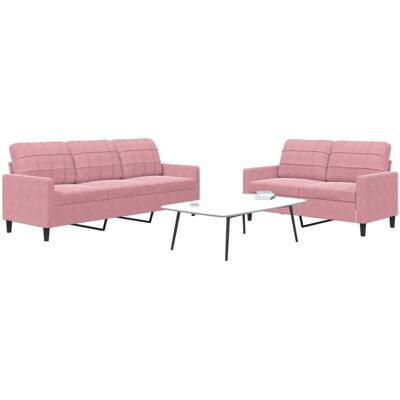Conjunto de Sofás VidaXL - Terciopelo Rosa 2 y 3 Plazas Conjunto de Sofás VidaXL - Terciopelo Rosa 2 y 3 Plazas