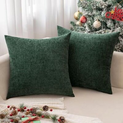 OEM Dos Fundas De Cojín Navideñas De Color Verde, De 45 X 45 Cm, De Suave Tejido De Chenilla, Aptas Para Sofás, Salones Y Bancos, De Color Liso. OEM Dos Fundas De Cojín Navideñas De Color Verde, De 45 X 45 Cm, De Suave Tejido De Chenilla, Aptas Para Sofás, Salones Y Bancos, De Color Liso.
