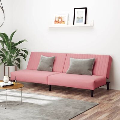 vidaXL Sofá Cama Rosa de Terciopelo para 2 Personas - Sofá Cama vidaXL Sofá Cama Rosa de Terciopelo para 2 Personas - Sofá Cama