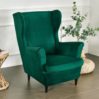 OEM Funda De Terciopelo Elástica Para Sillón Con Respaldo Alto, 2 Piezas, Con Funda De Cojín En T, Color Liso, Antideslizante (verde Oscuro) OEM Funda De Terciopelo Elástica Para Sillón Con Respaldo Alto, 2 Piezas, Con Funda De Cojín En T, Color Liso, Antideslizante (verde Oscuro)