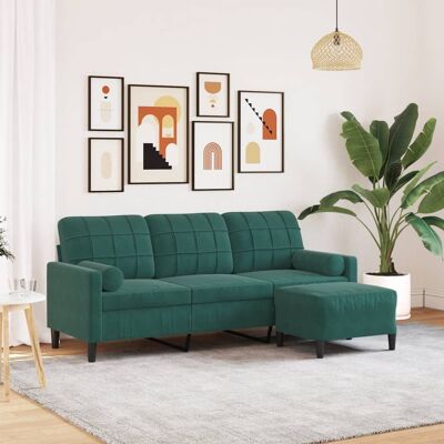 Sofá de terciopelo verde oscuro 3 plazas VidaXL - Sofá Sofá de terciopelo verde oscuro 3 plazas VidaXL - Sofá
