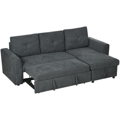 JHY DESIGN Sofá De 3 Plazas Con Función De Cama, Sofá Cama Con Chaise Longue, Sofá Tapizado, Gris Oscuro JHY DESIGN Sofá De 3 Plazas Con Función De Cama, Sofá Cama Con Chaise Longue, Sofá Tapizado, Gris Oscuro