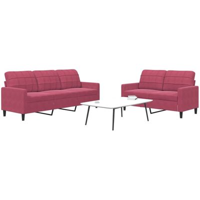 Conjunto de Sofás VidaXL - Rojo Vino 2/3 Plazas - Sofá conjunto Conjunto de Sofás VidaXL - Rojo Vino 2/3 Plazas - Sofá conjunto