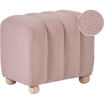 BELIANI Puf Otomana Moderno Acanalado Tapizado De Bouclé Patas De Madera Estilo Rústico Retro Beige Idyllwild BELIANI Puf Otomana Moderno Acanalado Tapizado De Bouclé Patas De Madera Estilo Rústico Retro Beige Idyllwild