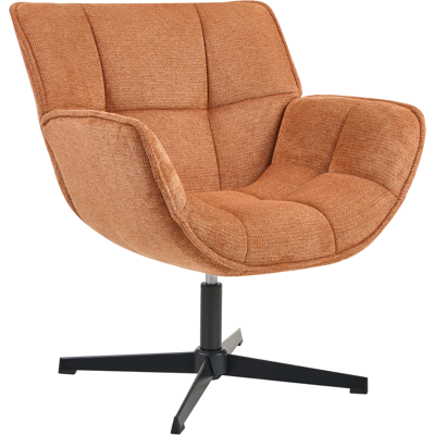 BELIANI Sillón Decorativo Tapizado Con Asiento Curvo Estructura Giratoria Estilo Retro Naranja Auma BELIANI Sillón Decorativo Tapizado Con Asiento Curvo Estructura Giratoria Estilo Retro Naranja Auma