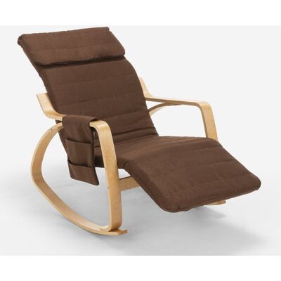 AHD AMAZING HOME DESIGN Silla Mecedora Madera Diseño Escandinavo Reposapiés Ajustable Odense - Marrón AHD AMAZING HOME DESIGN Silla Mecedora Madera Diseño Escandinavo Reposapiés Ajustable Odense - Marrón