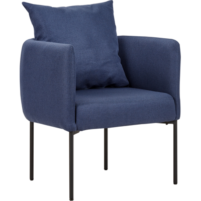 BELIANI Sillón Elegante Con Cojín Patas De Hierro Negras Estilo Retro Lino Sintético Azul Oscuro Malmos BELIANI Sillón Elegante Con Cojín Patas De Hierro Negras Estilo Retro Lino Sintético Azul Oscuro Malmos