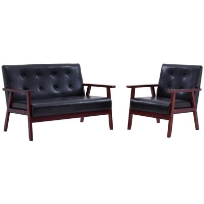 HELLOSHOP26 Conjunto De Sofá De 2 Piezas De Piel Sintética Negra 020019641 HELLOSHOP26 Conjunto De Sofá De 2 Piezas De Piel Sintética Negra 020019641