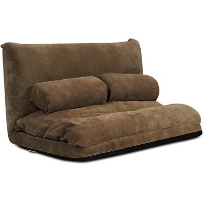 Costway - Sofá De Suelo, Sofá Cama Multifuncional Regulable En 6 Posiciones Con 2 Almohadas, Sofá Duradero Y Estable Con Forro En Ante (marrón) Costway - Sofá De Suelo, Sofá Cama Multifuncional Regulable En 6 Posiciones Con 2 Almohadas, Sofá Duradero Y Estable Con Forro En Ante (marrón)