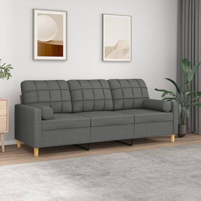 Sofá De 3 Plazas Con Cojines Tela Gris Oscuro 180 Cm Vidaxl Sofá De 3 Plazas Con Cojines Tela Gris Oscuro 180 Cm Vidaxl