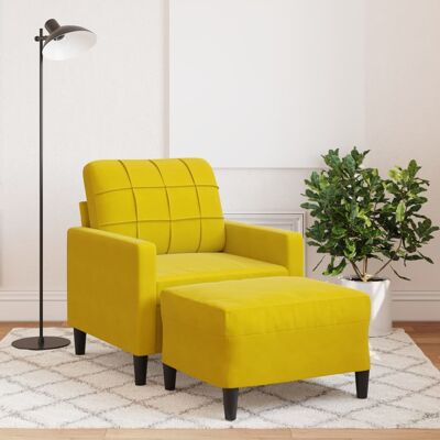 Vidaxl - Sillón con taburete terciopelo amarillo - 60 cm Vidaxl - Sillón con taburete terciopelo amarillo - 60 cm