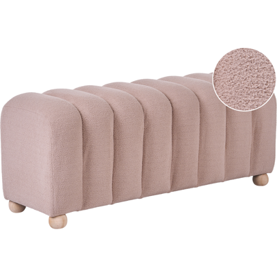 BELIANI Banco De Cama Puf Otomana Moderno Acanalado Tapizado De Bouclé Patas De Madera Estilo Rústico Retro Beige Idyllwild BELIANI Banco De Cama Puf Otomana Moderno Acanalado Tapizado De Bouclé Patas De Madera Estilo Rústico Retro Beige Idyllwild