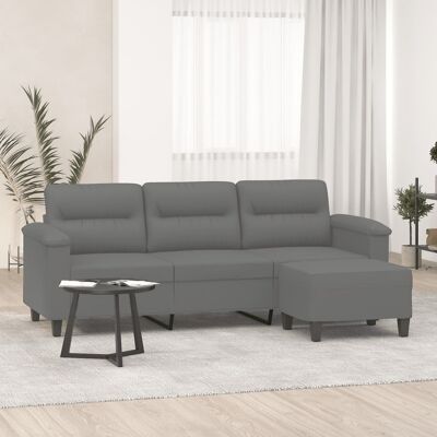 vidaXL 33645 - Sofá con taburete - Microfibra, Gris oscuro, 180cm vidaXL 33645 - Sofá con taburete - Microfibra, Gris oscuro, 180cm