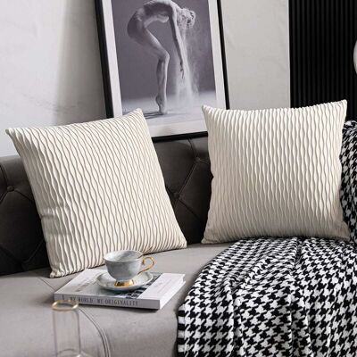 OEM Fundas De Cojín Para Sofá Color Blanco Marfil: Paquete De 2 Fundas Cuadradas De Terciopelo A Rayas Originales De 45 Cm X 45 Cm Para La Decoración Del Hogar. OEM Fundas De Cojín Para Sofá Color Blanco Marfil: Paquete De 2 Fundas Cuadradas De Terciopelo A Rayas Originales De 45 Cm X 45 Cm Para La Decoración Del Hogar.