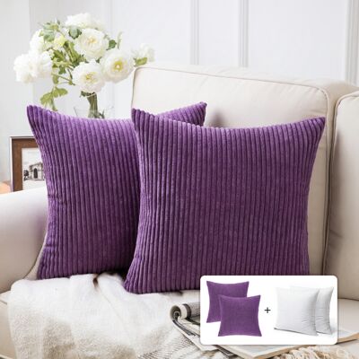 OEM Cojines Cuadrados De Terciopelo De Pana Suave Y Liso, Ideales Para Sofás, 50 X 50 Cm, Color Morado, Paquete De 2. OEM Cojines Cuadrados De Terciopelo De Pana Suave Y Liso, Ideales Para Sofás, 50 X 50 Cm, Color Morado, Paquete De 2.