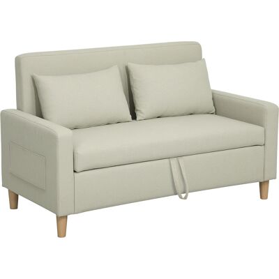 Homcom Sofá De 2 Plazas Tapizado En Lino Sintético Con 2 Almohadas Espacio De Almacenamiento Y Patas De Madera Carga 240 Kg 135x71x84 Cm Beige Homcom Sofá De 2 Plazas Tapizado En Lino Sintético Con 2 Almohadas Espacio De Almacenamiento Y Patas De Madera Carga 240 Kg 135x71x84 Cm Beige