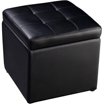 Costway - Taburete Con Tapa Para Almacenaje Plegable 40x40x40cm Banco Otomano Asiento (negro) Costway - Taburete Con Tapa Para Almacenaje Plegable 40x40x40cm Banco Otomano Asiento (negro)