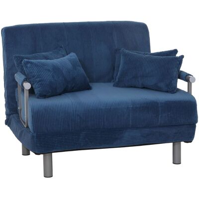 DÉCOSHOP26 Sillón/sofá Cama Convertible Con Brazos Abatibles Superficie De Descanso 190x100 Cm En Tejido De Pana Azul 040010008 DÉCOSHOP26 Sillón/sofá Cama Convertible Con Brazos Abatibles Superficie De Descanso 190x100 Cm En Tejido De Pana Azul 040010008
