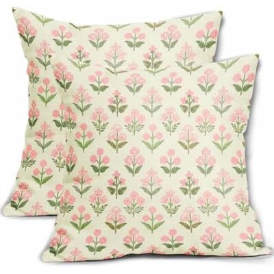 OEM Fundas De Almohada Estampadas En Rosa Y Verde, De 45 X 45 Cm, Juego De Dos Piezas, Fundas De Cojín De Lino Con Estampado Floral Bohemio Vintage, Adecuadas Para Sofás, Camas Y Decoración Rústica. OEM Fundas De Almohada Estampadas En Rosa Y Verde, De 45 X 45 Cm, Juego De Dos Piezas, Fundas De Cojín De Lino Con Estampado Floral Bohemio Vintage, Adecuadas Para Sofás, Camas Y Decoración Rústica.