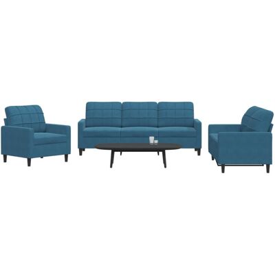 Conjunto de Sofás de Terciopelo 3 Piezas - Sofá, Sillón, 2 y 3 Plazas Conjunto de Sofás de Terciopelo 3 Piezas - Sofá, Sillón, 2 y 3 Plazas