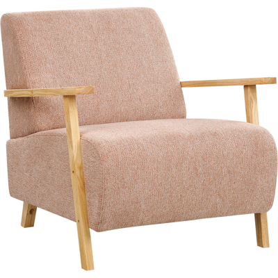 BELIANI Sillón Retro Moderno Con Reposabrazos De Tela Rosa Lesja BELIANI Sillón Retro Moderno Con Reposabrazos De Tela Rosa Lesja