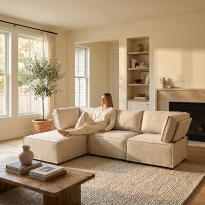 KELLANY Conjunto De Sofá Modular Semi-comprimido De Madera, Versátil, Flexible Y Fácil De Conectar, Adecuado Para Cualquier Tipo De Hogar, Tela De Lino Beige (combinación 2a+b+c) KELLANY Conjunto De Sofá Modular Semi-comprimido De Madera, Versátil, Flexible Y Fácil De Conectar, Adecuado Para Cualquier Tipo De Hogar, Tela De Lino Beige (combinación 2a+b+c)
