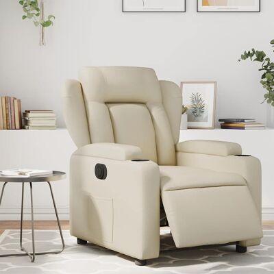 Vidaxl - Sillón Reclinable Eléctrico De Cuero Sintético Crema Vidaxl - Sillón Reclinable Eléctrico De Cuero Sintético Crema