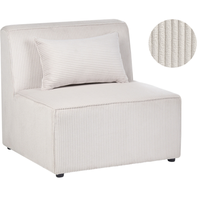BELIANI Sillón Modular De Pana Asiento 1 Plaza Moderno Sala De Estar Beige Lemvig BELIANI Sillón Modular De Pana Asiento 1 Plaza Moderno Sala De Estar Beige Lemvig