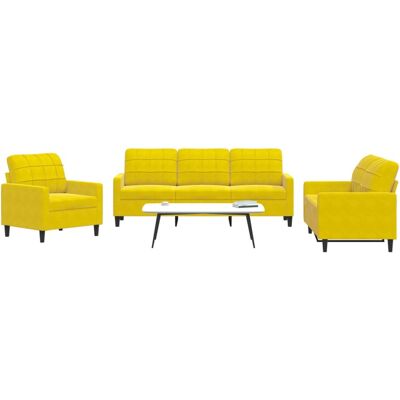 Vidaxl - Juego de sofás con cojines 3 piezas terciopelo amarillo - Juego de sofas Vidaxl - Juego de sofás con cojines 3 piezas terciopelo amarillo - Juego de sofas
