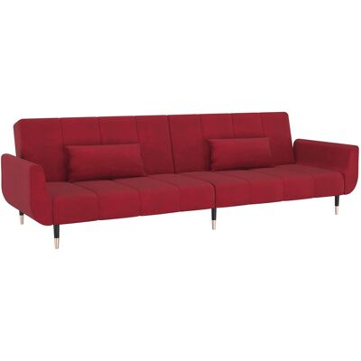 HELLOSHOP26 Sofá Cama De 2 Plazas Convertible Salón Cama De Invitados Diván Plegable Para Salón Interior Del Hogar Asientos Y Dos Almohadas Terciopelo Rojo Burdeos HELLOSHOP26 Sofá Cama De 2 Plazas Convertible Salón Cama De Invitados Diván Plegable Para Salón Interior Del Hogar Asientos Y Dos Almohadas Terciopelo Rojo Burdeos