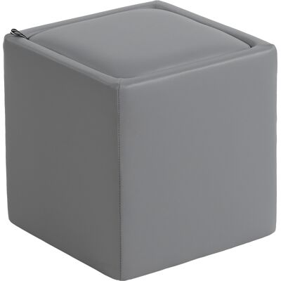 KELLANY Otoman Con Almacenamiento, Taburete Con Tapa, Puff Cuadrado De Cuero Sintético 40 X 40 X 40 Cm Gris KELLANY Otoman Con Almacenamiento, Taburete Con Tapa, Puff Cuadrado De Cuero Sintético 40 X 40 X 40 Cm Gris