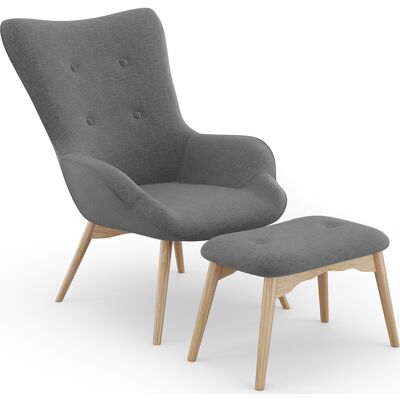 Privatefloor - Sillón Con Reposapiés - Tapizado En Lino - Huda Privatefloor - Sillón Con Reposapiés - Tapizado En Lino - Huda