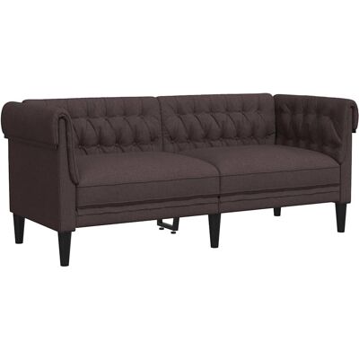 Sofá Chesterfield De 2 Plazas Tela Marrón Oscuro Vidaxl Sofá Chesterfield De 2 Plazas Tela Marrón Oscuro Vidaxl