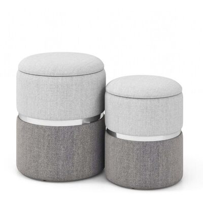 NORTHIX 2-piece Velvet Ottoman Set With Storage, Gray NORTHIX 2-piece Velvet Ottoman Set With Storage, Gray