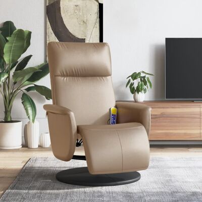 Sillón de Masaje Reclinable vidaXL - Cuero sintético Cappuccino - Masaje por vibración 6 puntos Sillón de Masaje Reclinable vidaXL - Cuero sintético Cappuccino - Masaje por vibración 6 puntos