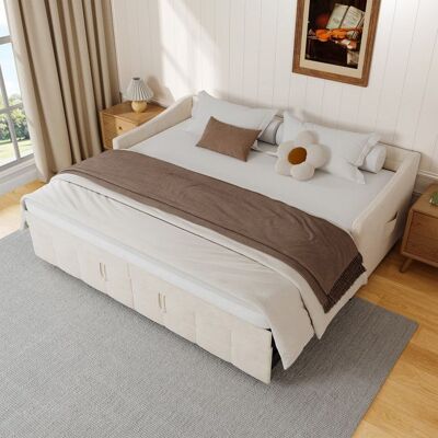OEM Sofá Cama Convertible Hidráulico, Cama Para 2 Personas 180x200 Cm, Con Almacenamiento, Tela De Terciopelo Beige, Moderno OEM Sofá Cama Convertible Hidráulico, Cama Para 2 Personas 180x200 Cm, Con Almacenamiento, Tela De Terciopelo Beige, Moderno