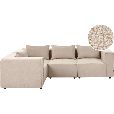 BELIANI Sofá Esquinero Derecho Moderno 4 Plazas Modular Tapizado De Bouclé Beige Axebo BELIANI Sofá Esquinero Derecho Moderno 4 Plazas Modular Tapizado De Bouclé Beige Axebo