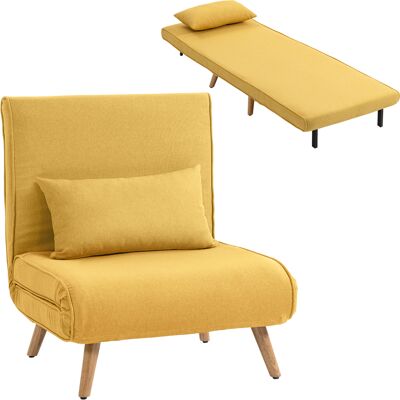 OEM Sofá Cama Individual Plegable Con Respaldo Ajustable 5 Posiciones Sillón Cama Tapizado Con Cojín 72x75x85 Cm Amarillo OEM Sofá Cama Individual Plegable Con Respaldo Ajustable 5 Posiciones Sillón Cama Tapizado Con Cojín 72x75x85 Cm Amarillo