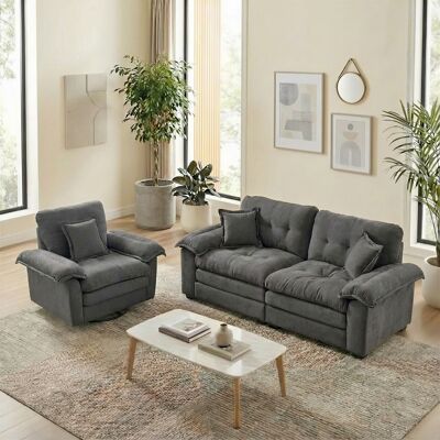 KELLANY Conjunto De Sofá De Chenilla De 2 Piezas: Sofá Individual + Sofá De Dos Plazas Con Cojines De Asiento De Doble Capa Y Almohadas Decorativas, Sofá Bajo Para Sala De Estar, Apartamento, Oficina O Salón. KELLANY Conjunto De Sofá De Chenilla De 2 Piezas: Sofá Individual + Sofá De Dos Plazas Con Cojines De Asiento De Doble Capa Y Almohadas Decorativas, Sofá Bajo Para Sala De Estar, Apartamento, Oficina O Salón.