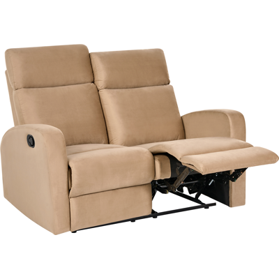 BELIANI Sofá Reclinable Manual Moderno De Terciopelo 2 Plazas Marrón Claro Verdal BELIANI Sofá Reclinable Manual Moderno De Terciopelo 2 Plazas Marrón Claro Verdal