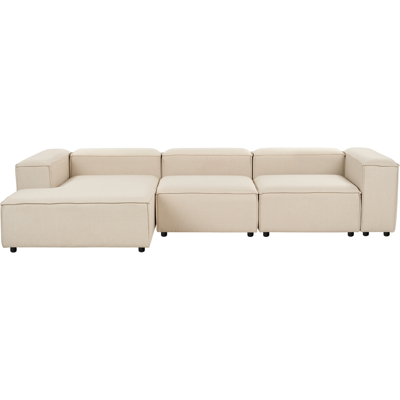 BELIANI Sofá Modular 4 Plazas Moderno Patas Negras Tapizado Tela Beige Derecho Ardal BELIANI Sofá Modular 4 Plazas Moderno Patas Negras Tapizado Tela Beige Derecho Ardal