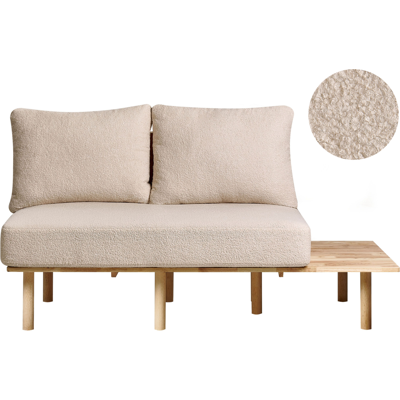 Sofá Beige Bouclé de 2 Plazas con Respaldo Plegable - Sofá Sofá Beige Bouclé de 2 Plazas con Respaldo Plegable - Sofá