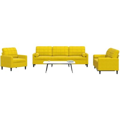 vidaxl Conjunto de Sofás de Terciopelo Amarillo 3 Piezas - Muebles de Sala vidaxl Conjunto de Sofás de Terciopelo Amarillo 3 Piezas - Muebles de Sala