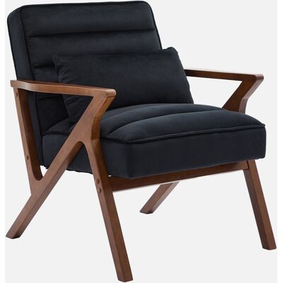 SWEEEK Sillón Escandinavo De Madera De Hevea Y Terciopelo SWEEEK Sillón Escandinavo De Madera De Hevea Y Terciopelo