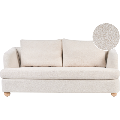 BELIANI Sofá De 3 Plazas Con Tapizado De Bouclé Reposabrazos Y Patas Redondas De Madera Salón Blanco Crema Rattvik BELIANI Sofá De 3 Plazas Con Tapizado De Bouclé Reposabrazos Y Patas Redondas De Madera Salón Blanco Crema Rattvik